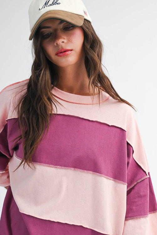 Blush Berry Long Sleeve Slouchy Top