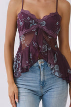 Midnight Bloom Lace Cami