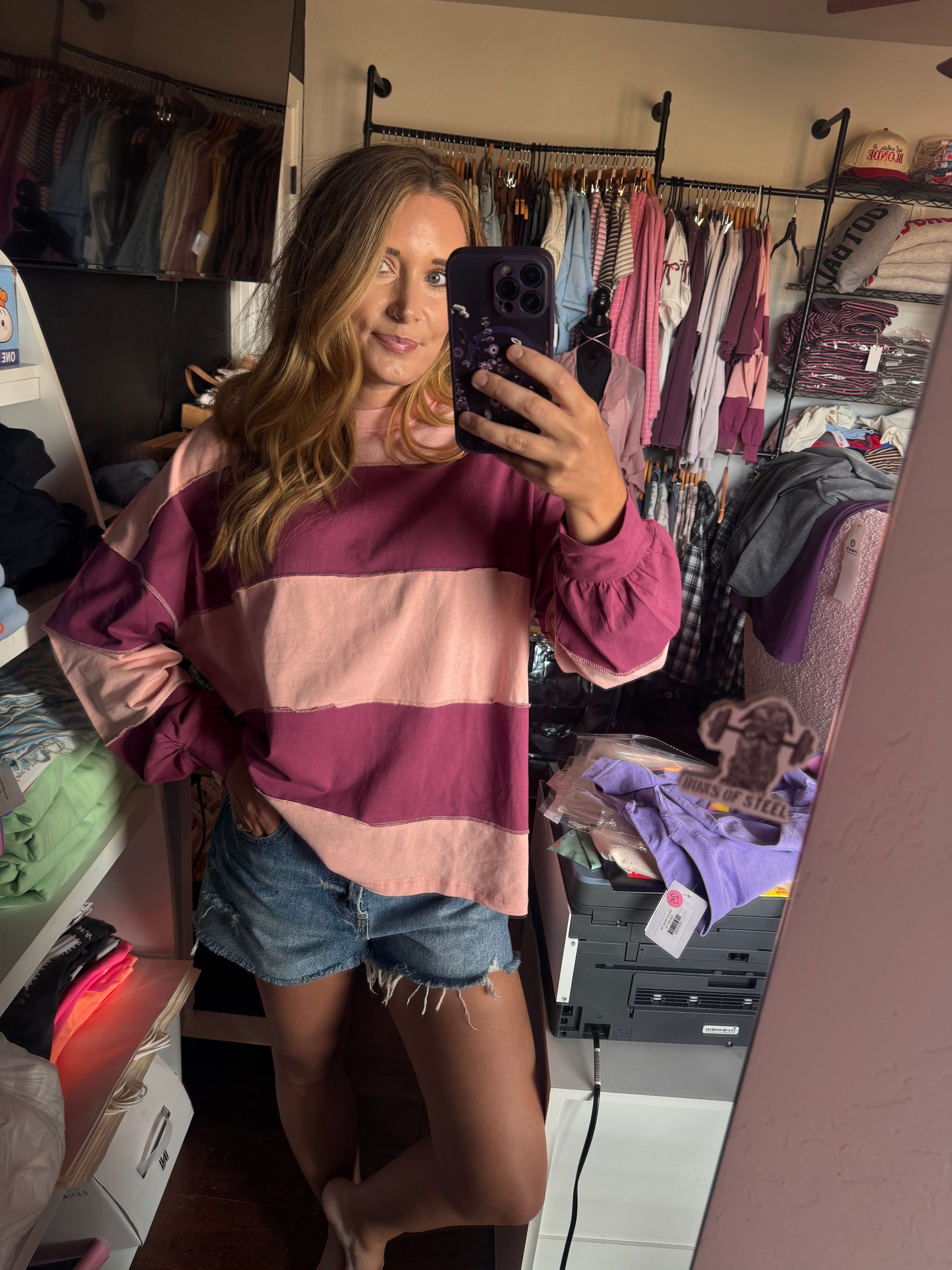 Blush Berry Long Sleeve Slouchy Top