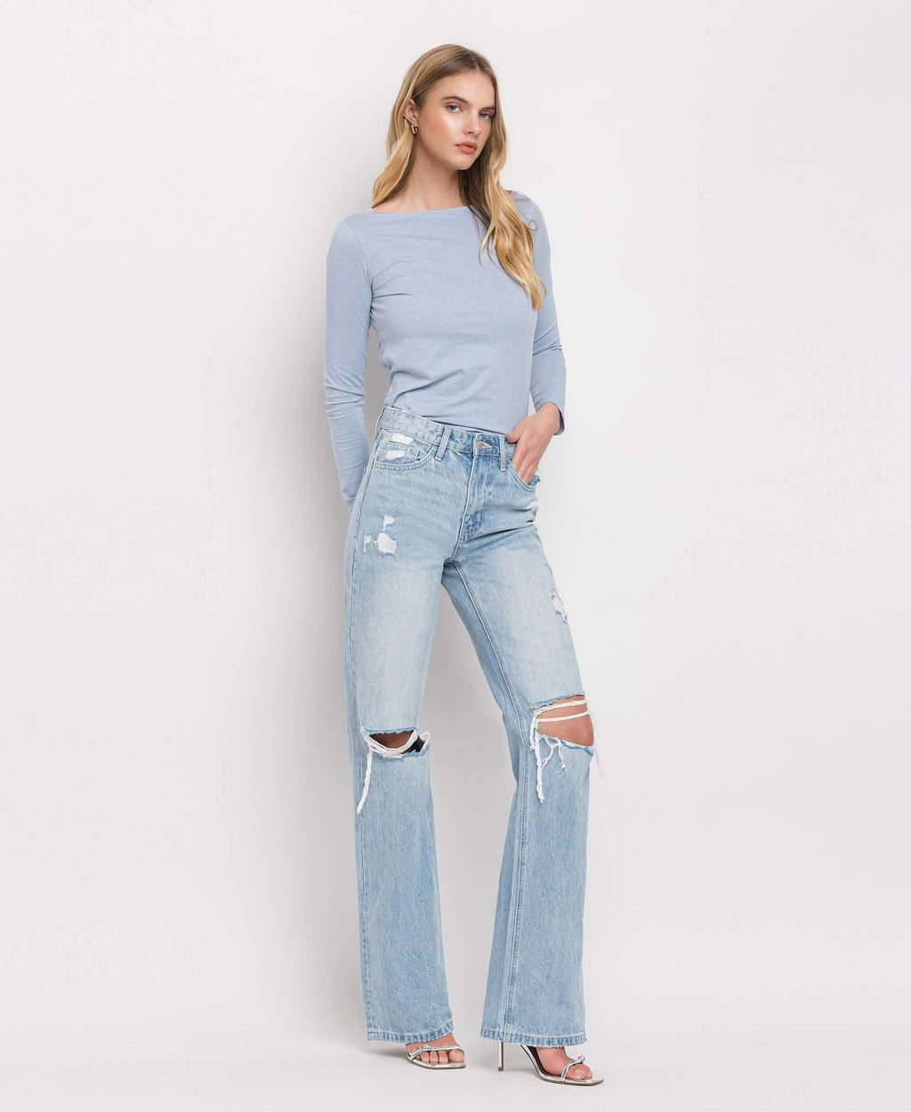 VERVET 90'S VINTAGE SUPER HIGH RISE FLARE JEANS