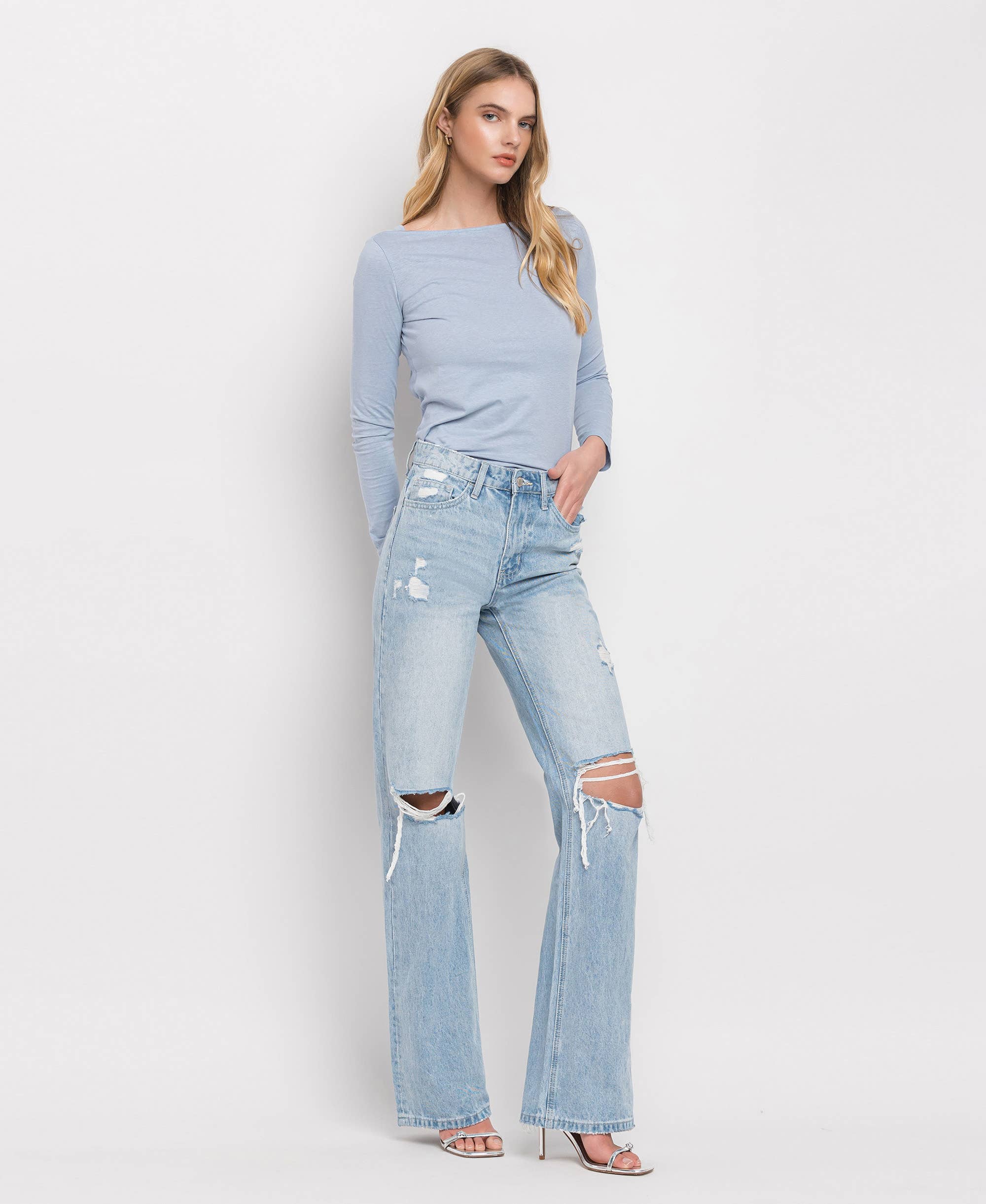 VERVET 90'S VINTAGE SUPER HIGH RISE FLARE JEANS