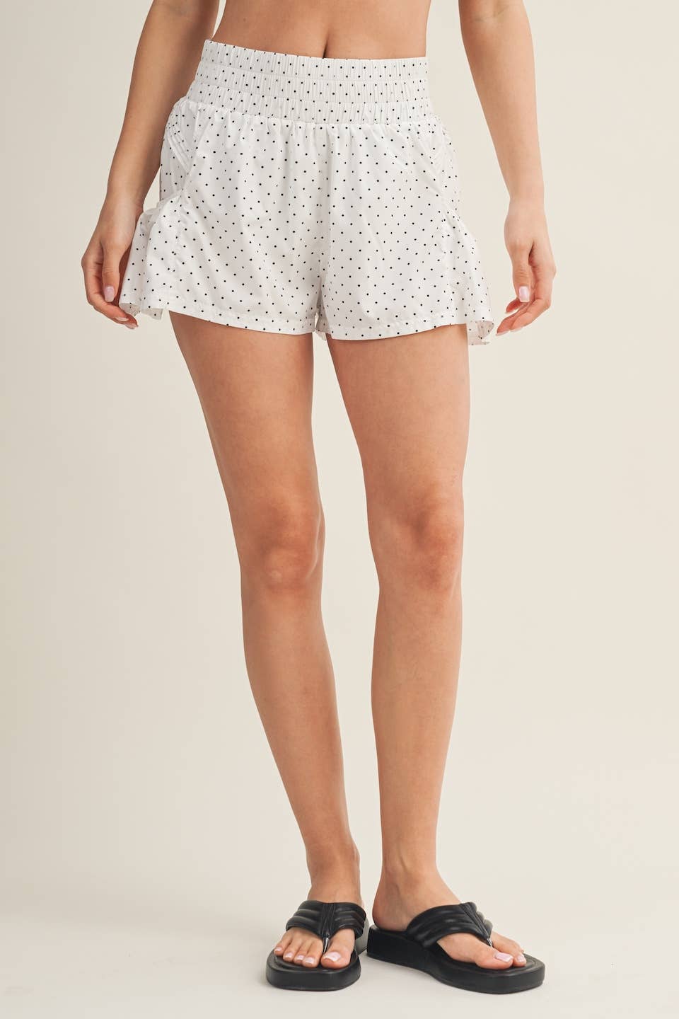 Polka Dot Print Flare Shorts