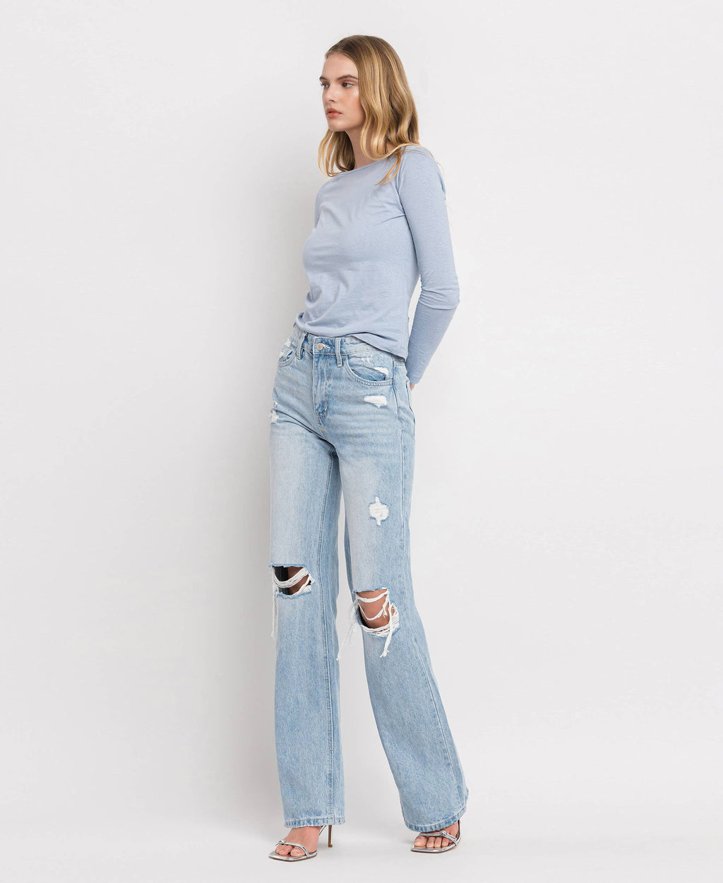 VERVET 90'S VINTAGE SUPER HIGH RISE FLARE JEANS