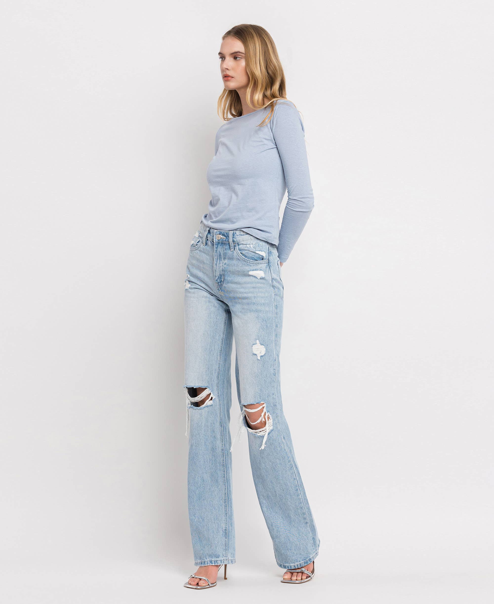 VERVET 90'S VINTAGE SUPER HIGH RISE FLARE JEANS