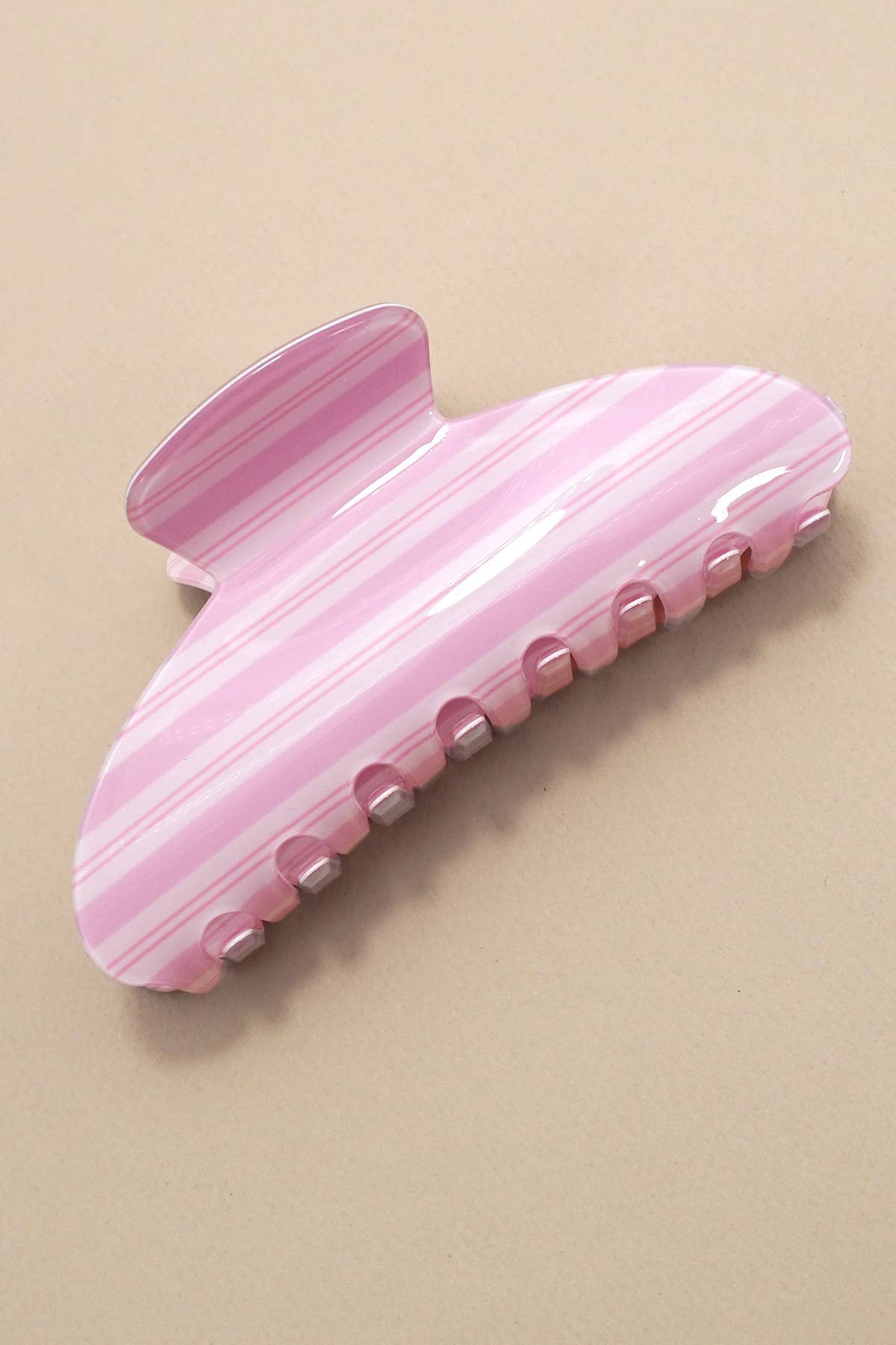 Striped Oval Hair Claw Clips
