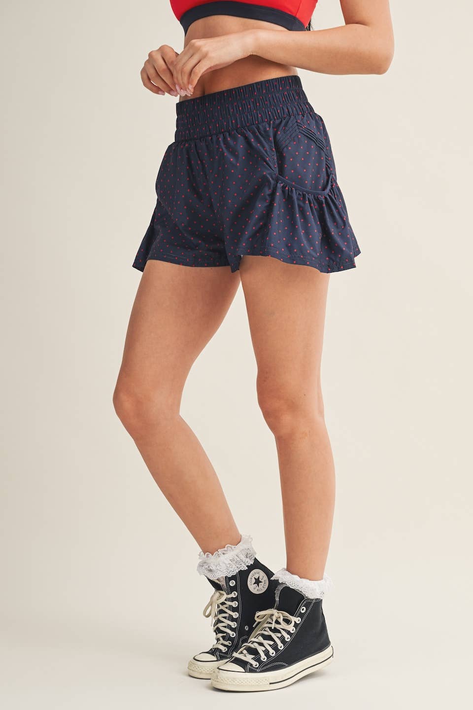 Polka Dot Print Flare Shorts