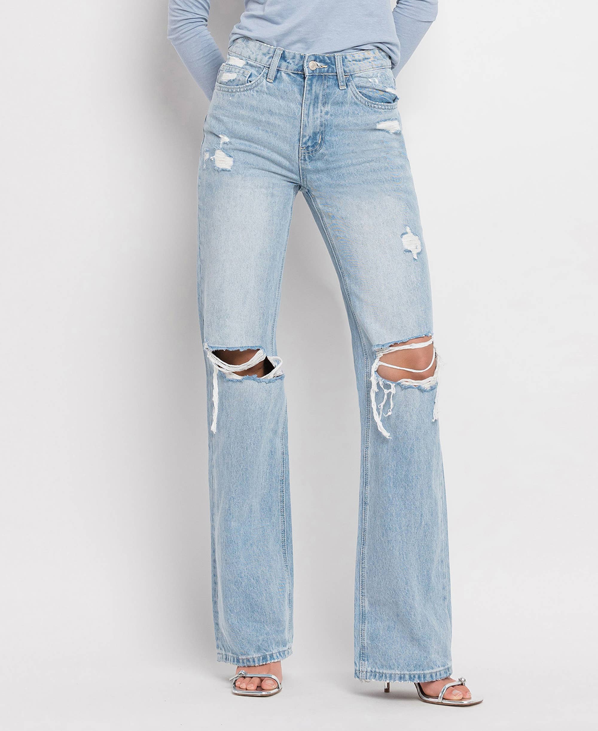 VERVET 90'S VINTAGE SUPER HIGH RISE FLARE JEANS