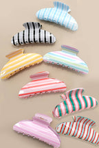 Striped Oval Hair Claw Clips