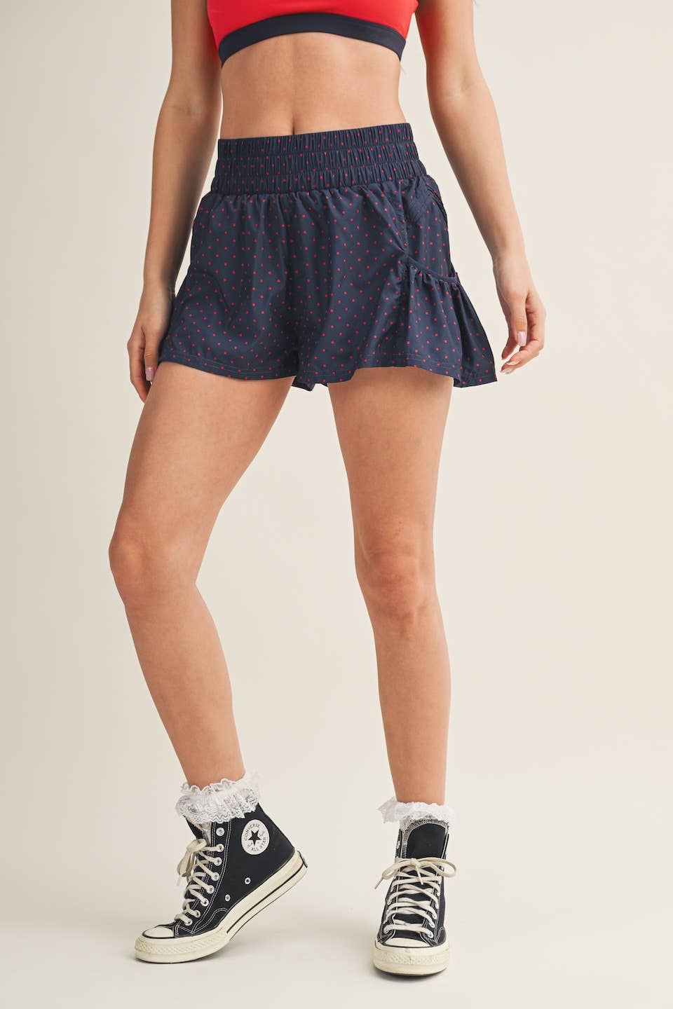 Polka Dot Print Flare Shorts