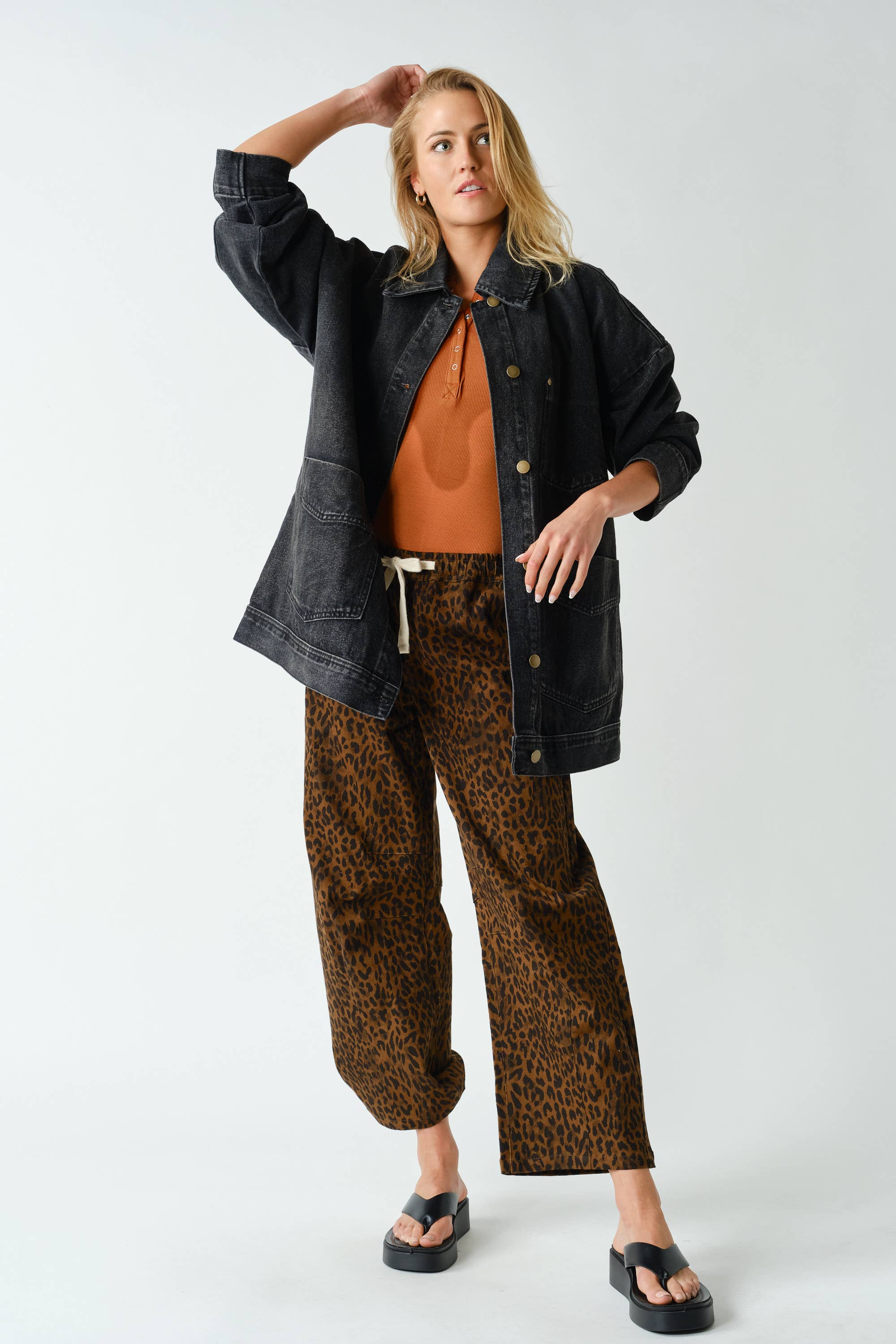Black Boxy-Cut Denim Jacket