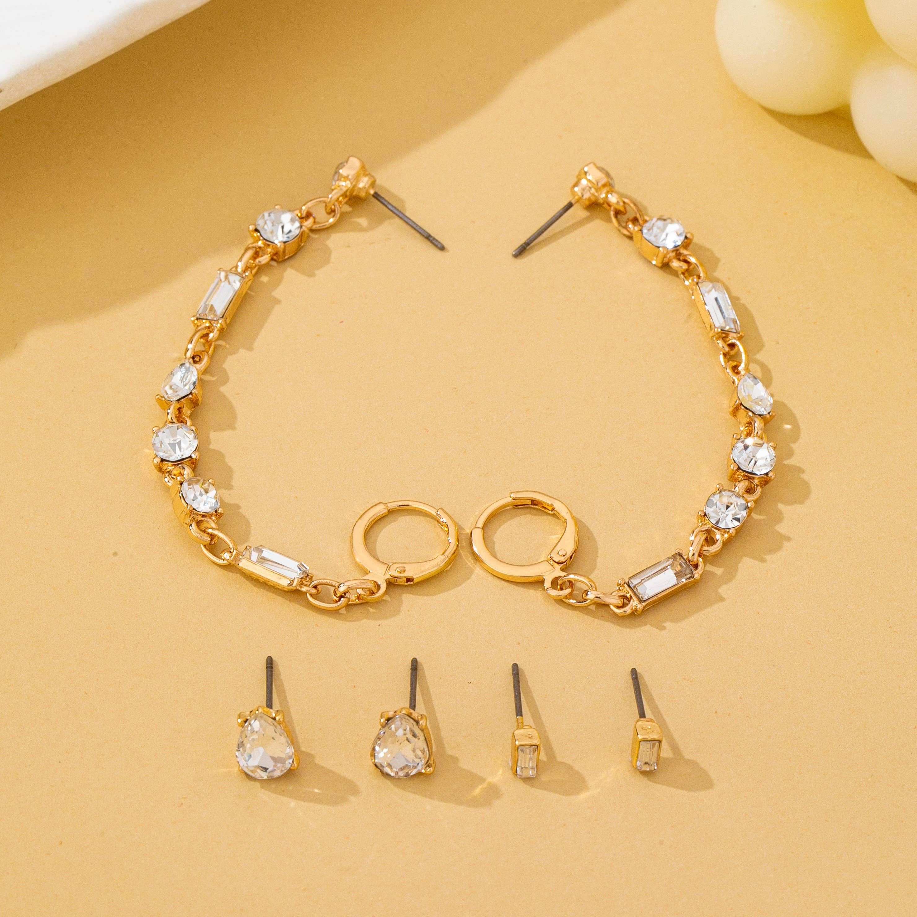 Crystal Cluster Earring Trio Set