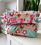 XL Western Fabric Toiletry Bag  Makeup Bag • Travel Pouch