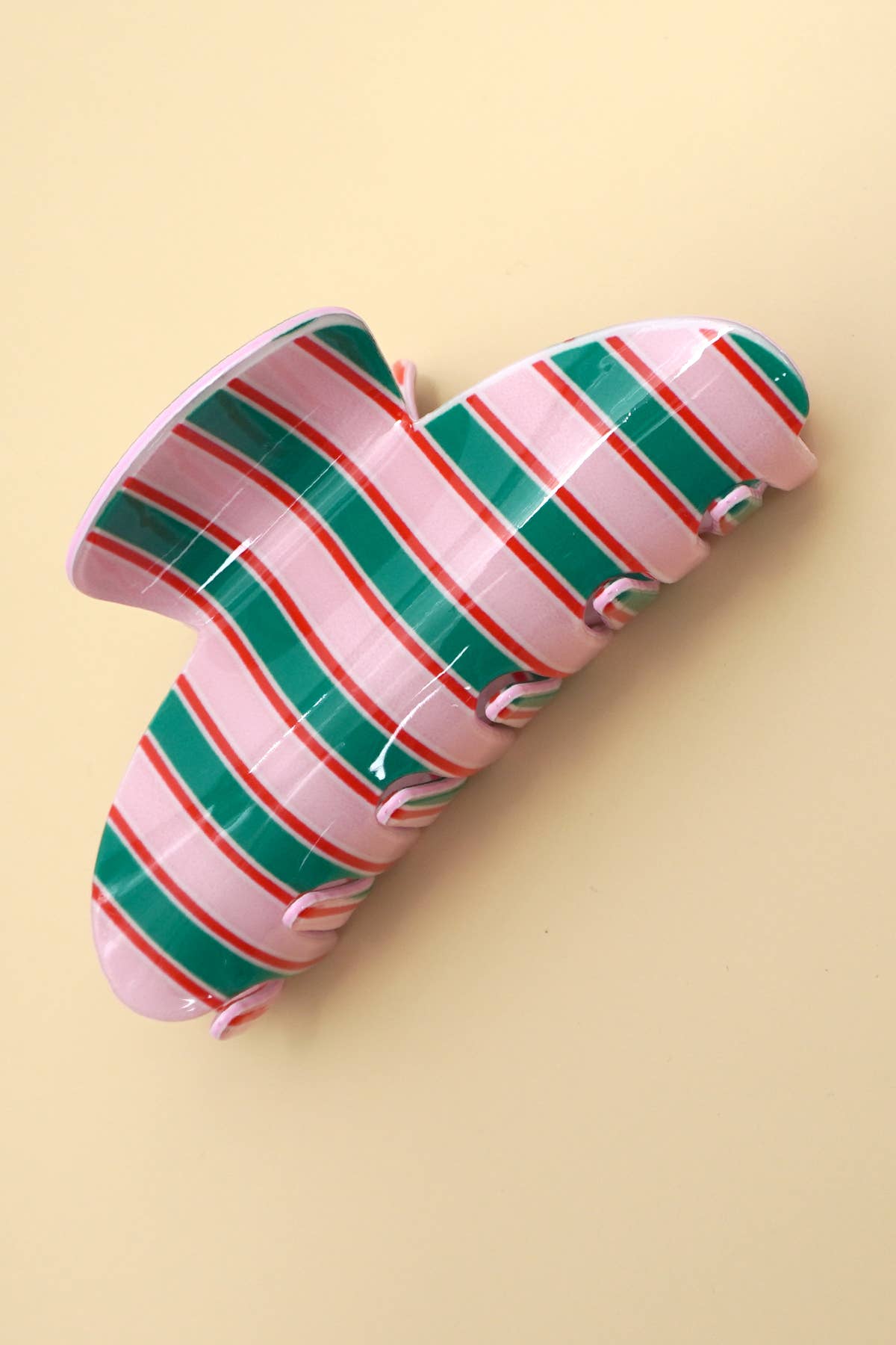 Striped Oval Hair Claw Clips