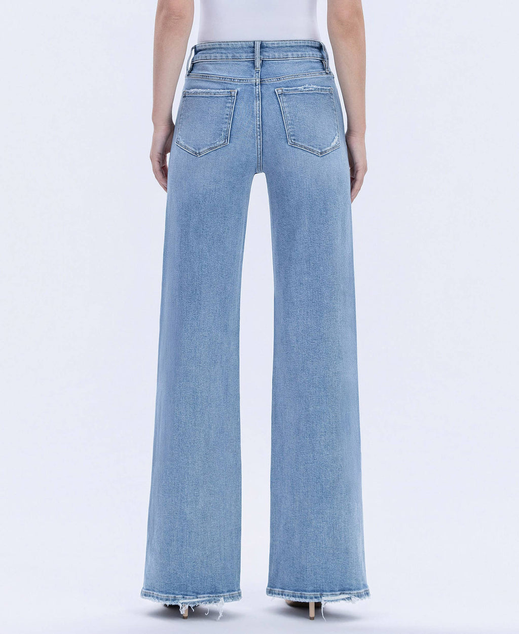 VERVET LIGHT DENIM! HIGH RISE FULL LENGTH WIDE JEANS V3651