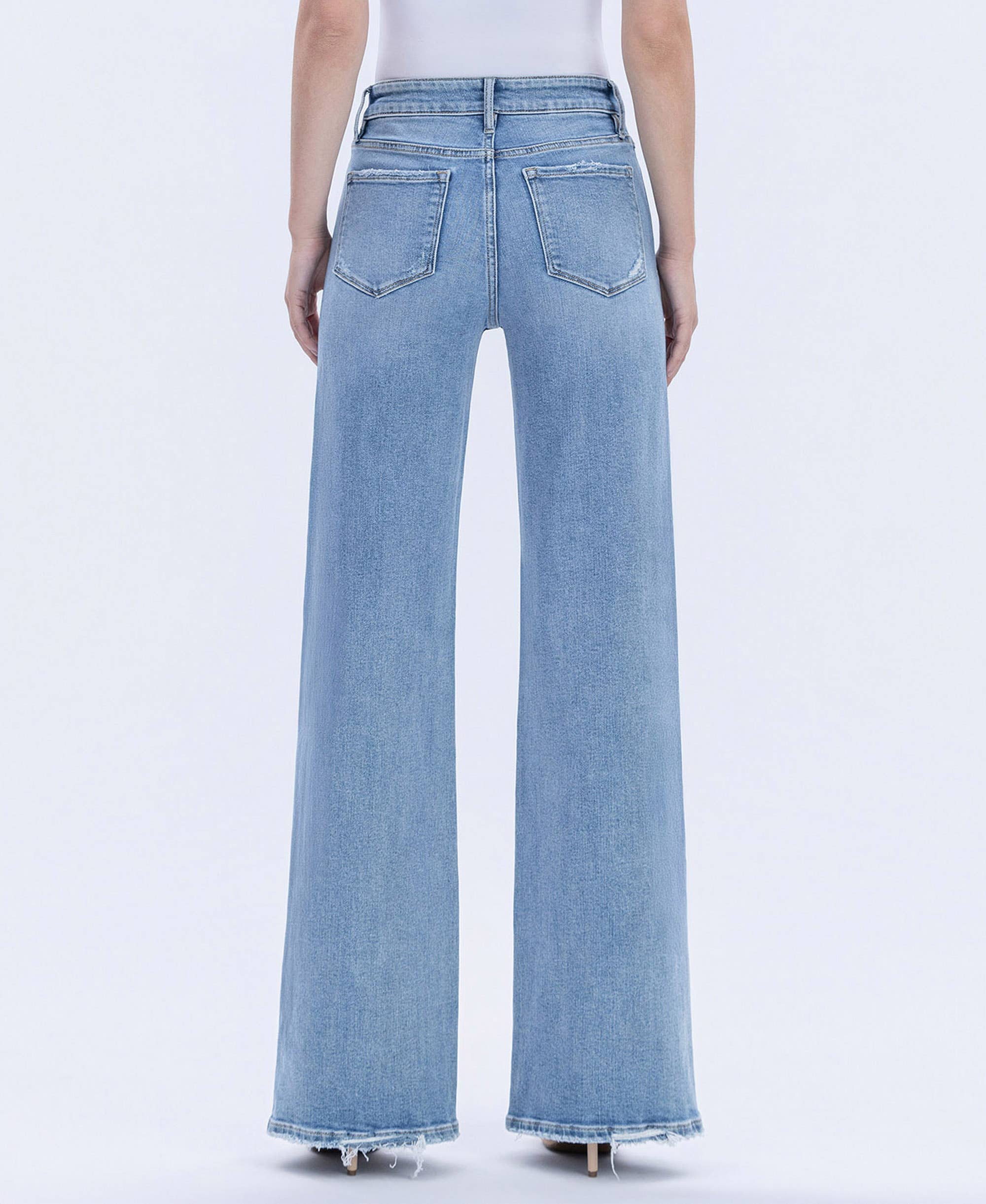 VERVET LIGHT DENIM! HIGH RISE FULL LENGTH WIDE JEANS V3651