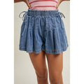 Pleated Denim Shorts