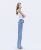 VERVET LIGHT DENIM! HIGH RISE FULL LENGTH WIDE JEANS V3651