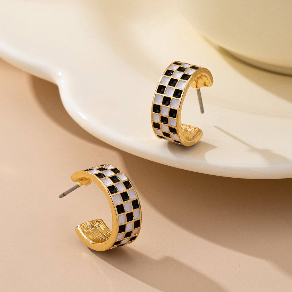 Checker Hoop Earrings