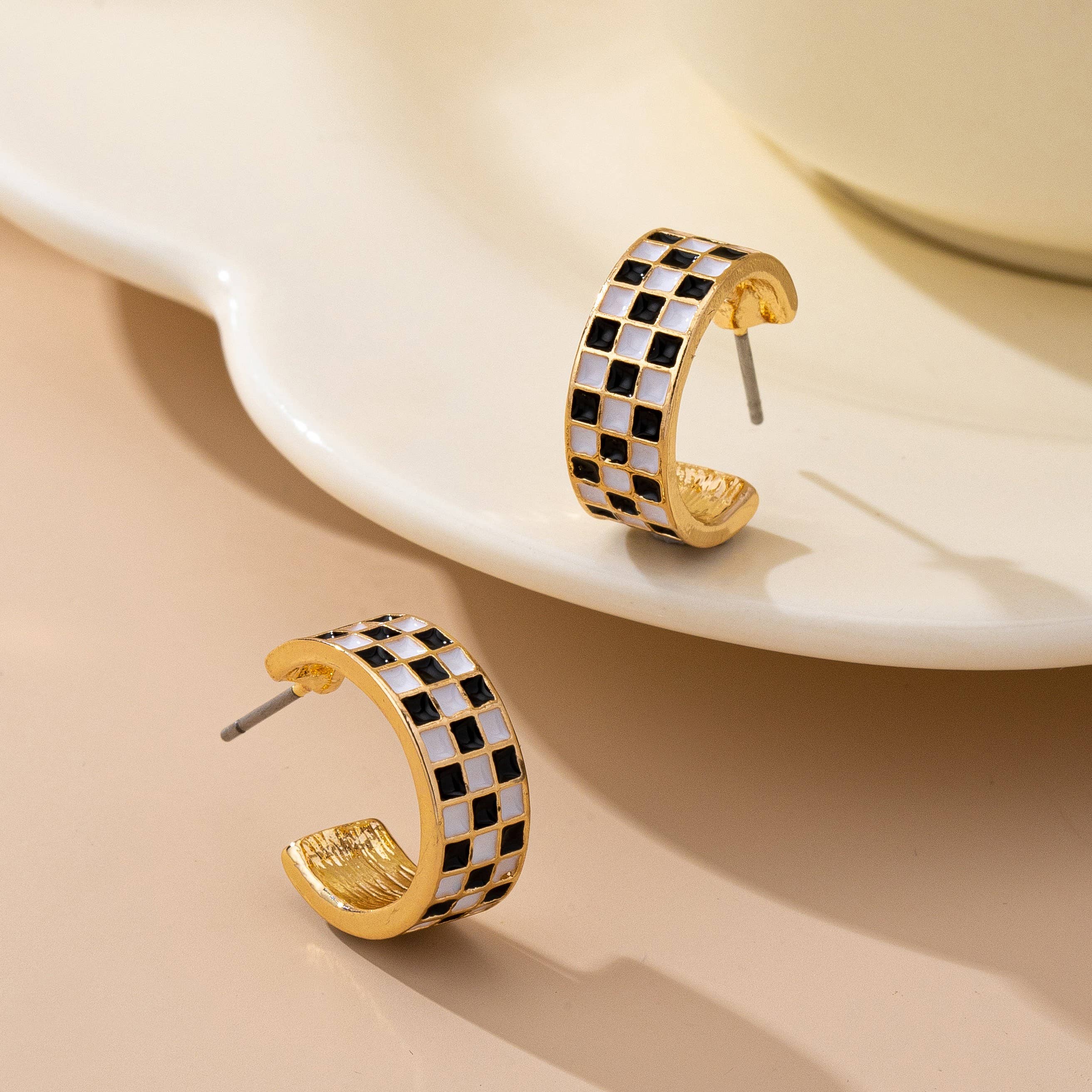 Checker Hoop Earrings