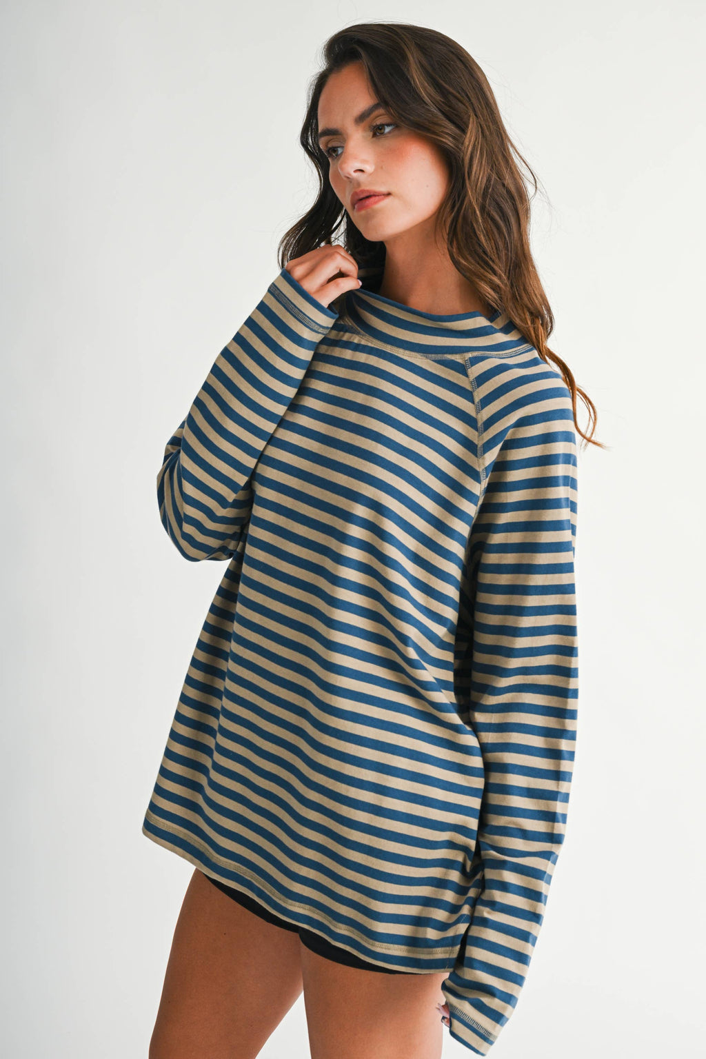 Coastal Coffee Run Mock Neck Top