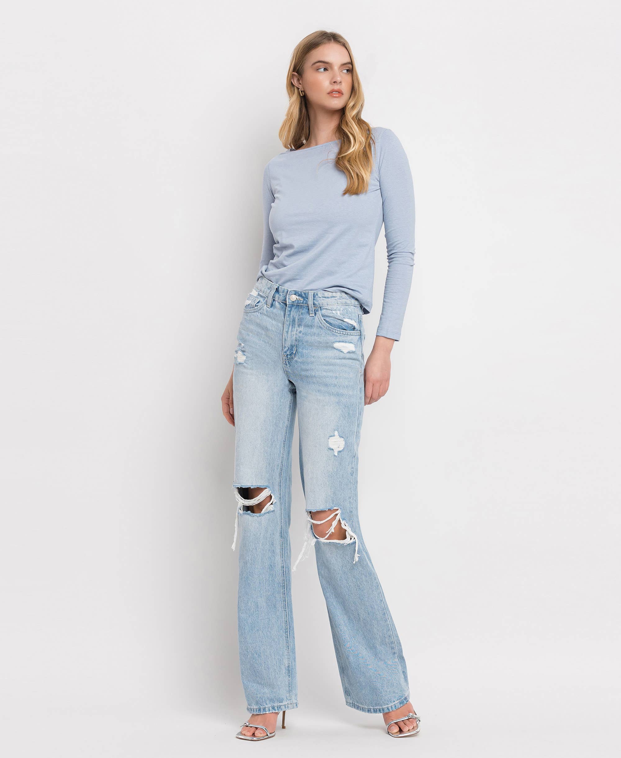 VERVET 90'S VINTAGE SUPER HIGH RISE FLARE JEANS