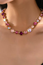Multi-Tone Pink and Purple Crystal Tennis Necklace