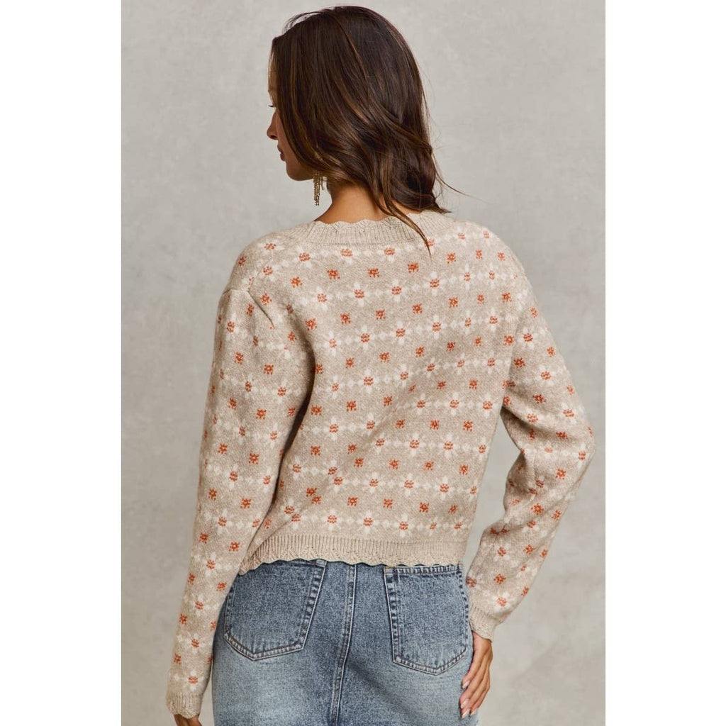 FINAL SALE! Floral Patterned Button Down Sweater Cardigan