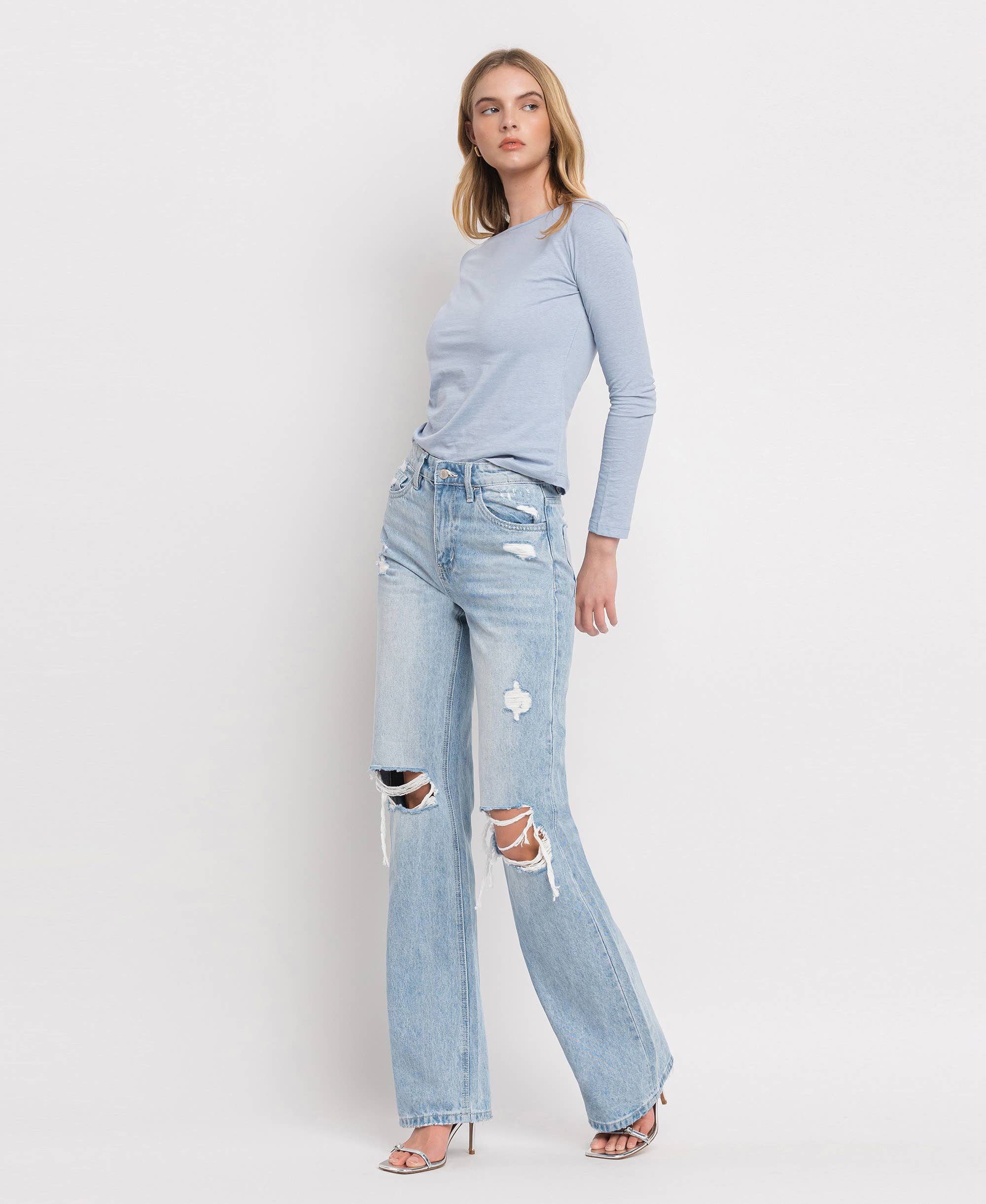 VERVET 90'S VINTAGE SUPER HIGH RISE FLARE JEANS