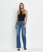 VERVET MEDIUM DENIM! MID RISE FULL LENGTH WIDE LEG JEANS