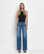 VERVET MEDIUM DENIM! MID RISE FULL LENGTH WIDE LEG JEANS