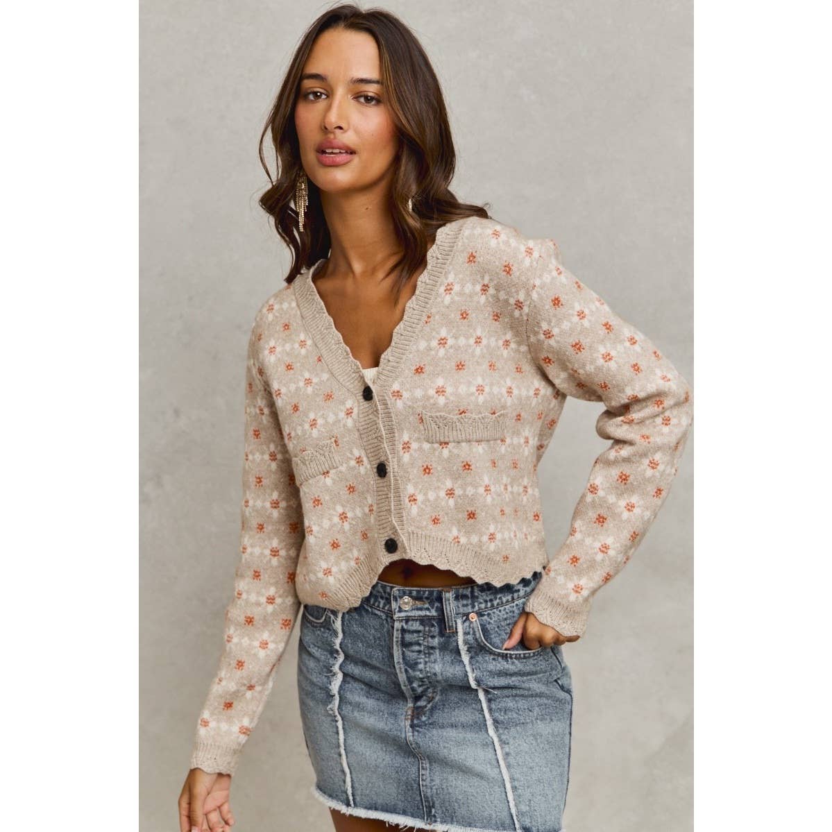 FINAL SALE! Floral Patterned Button Down Sweater Cardigan