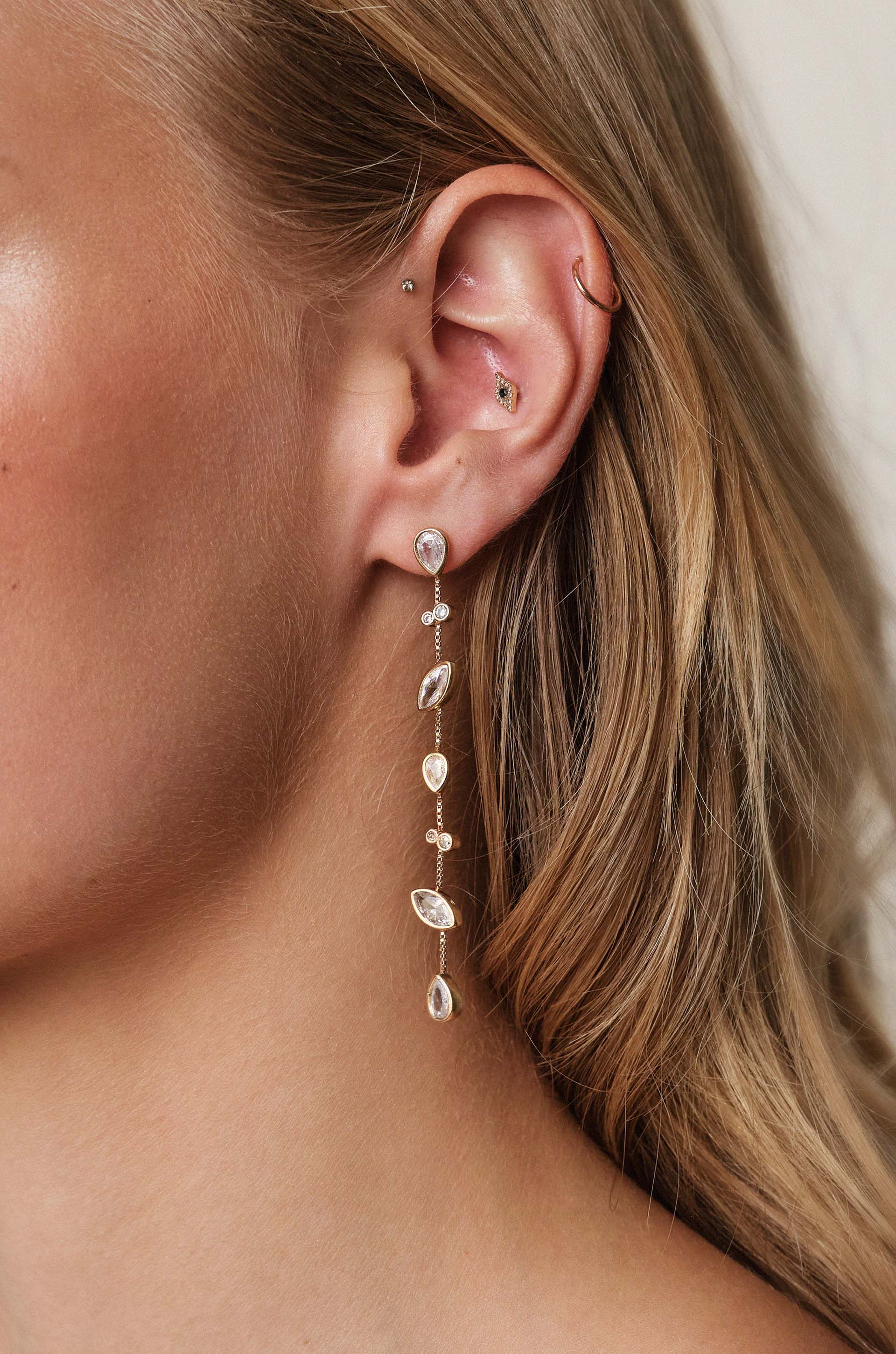 FINAL SALE! Falling Bezel Crystal Dangle Earrings