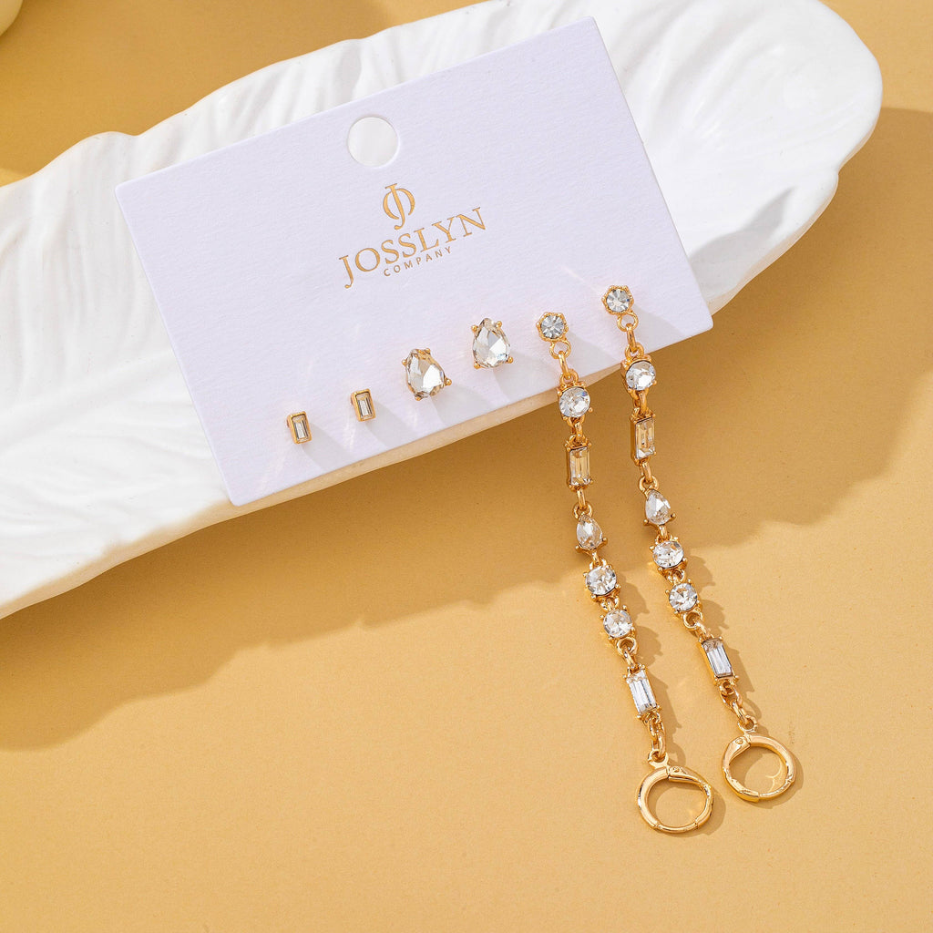 Crystal Cluster Earring Trio Set