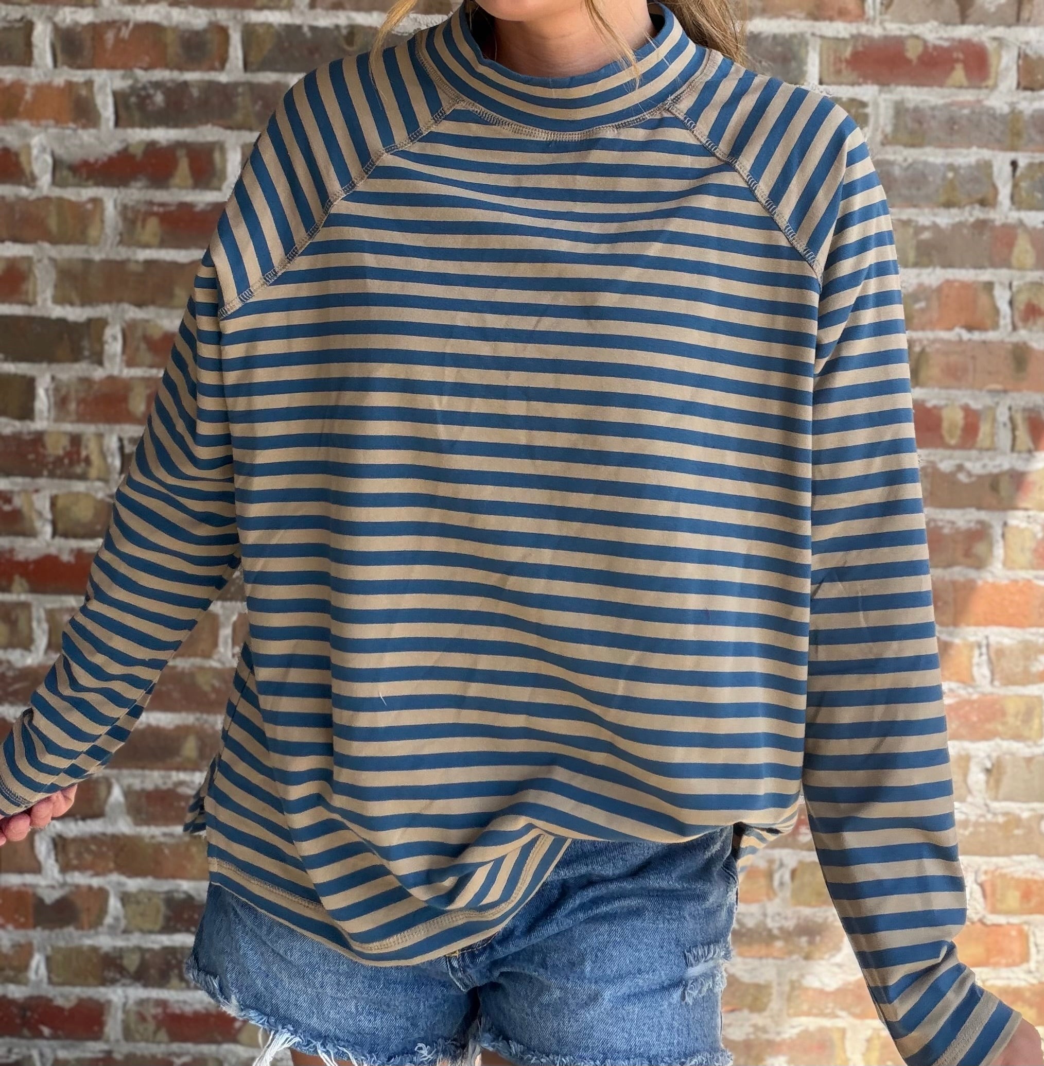 Coastal Coffee Run Mock Neck Top