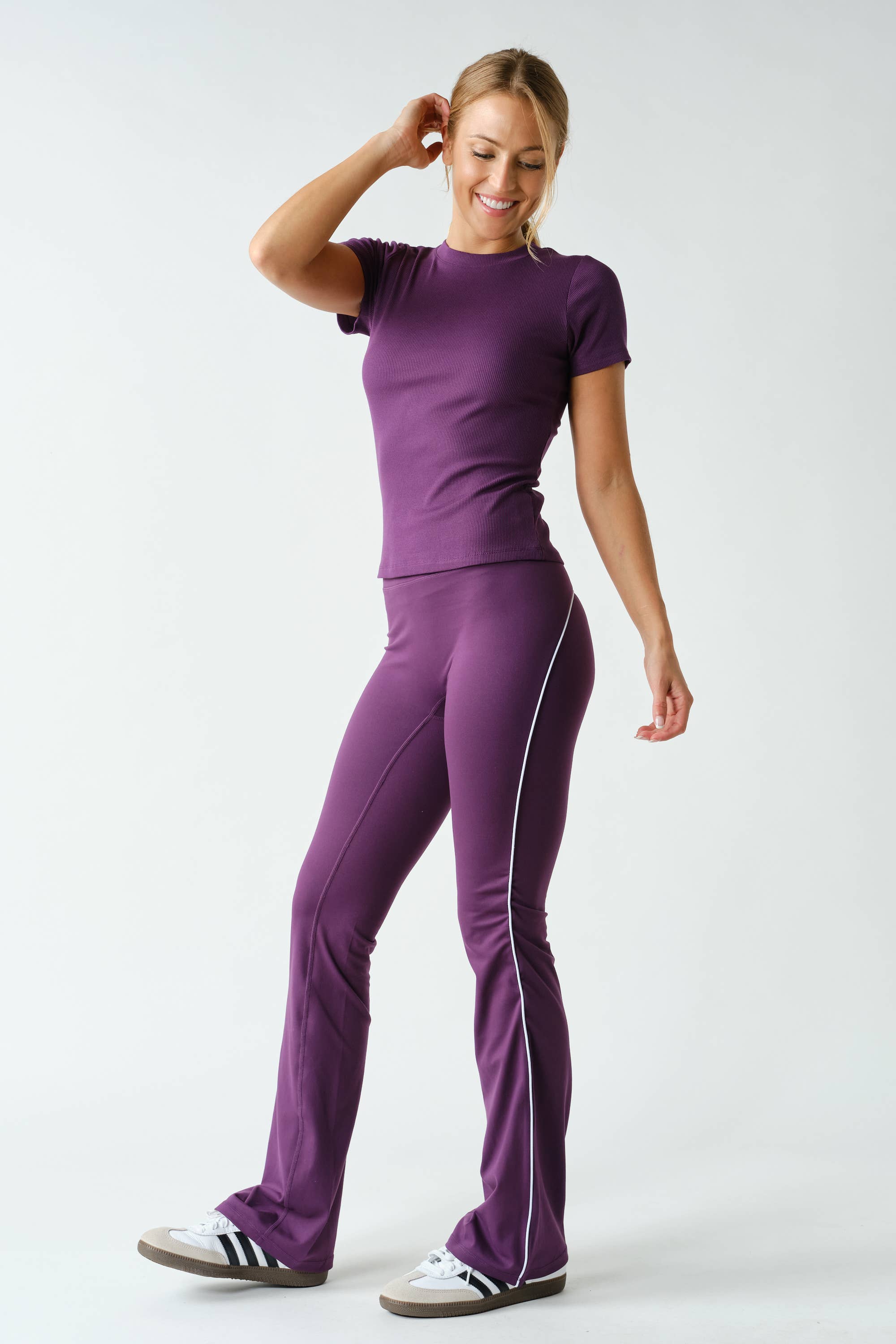 Essential Short-Sleeved Micro-Ribbed Athleisure Top