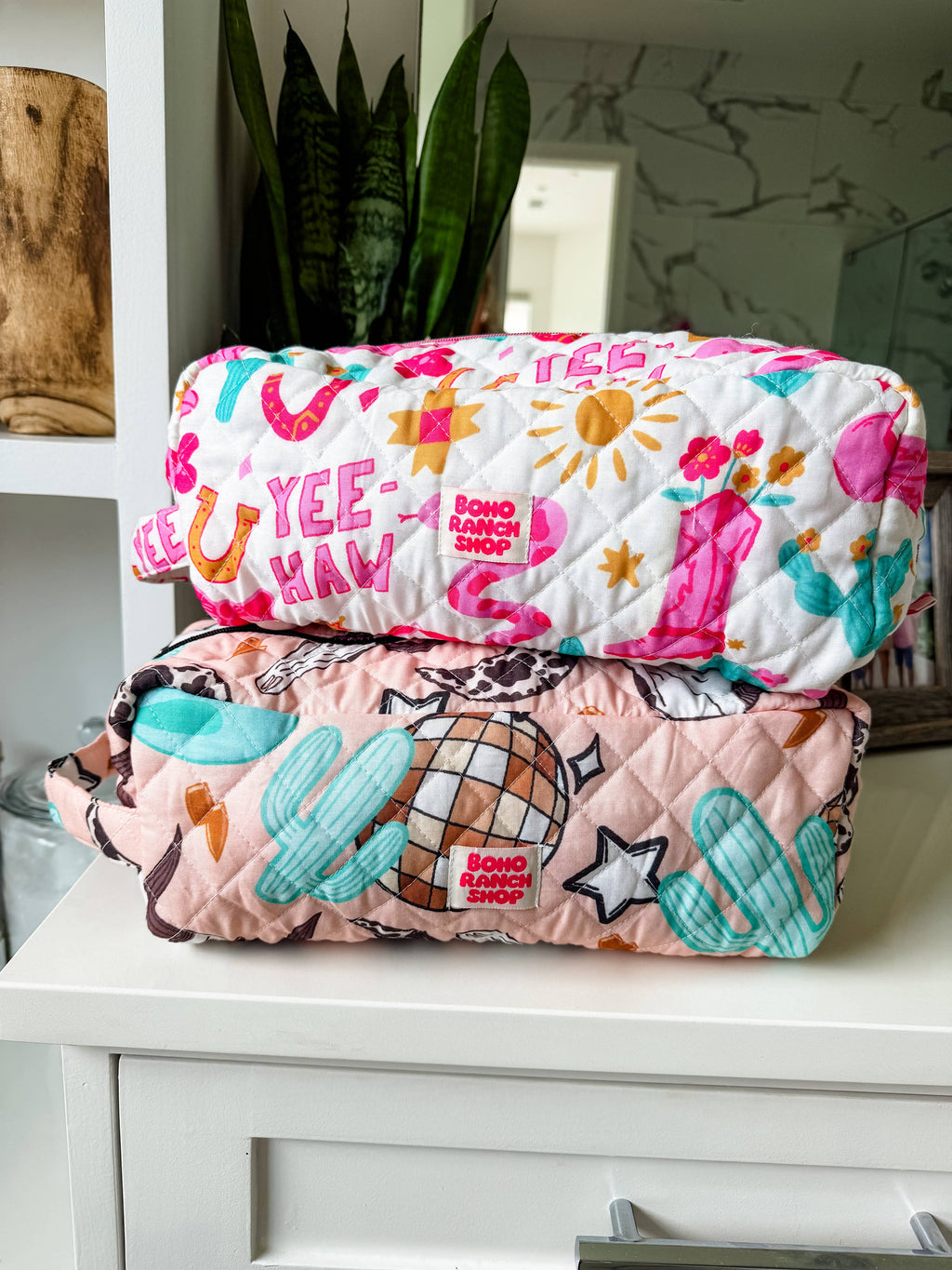 XL Western Fabric Toiletry Bag  Makeup Bag • Travel Pouch