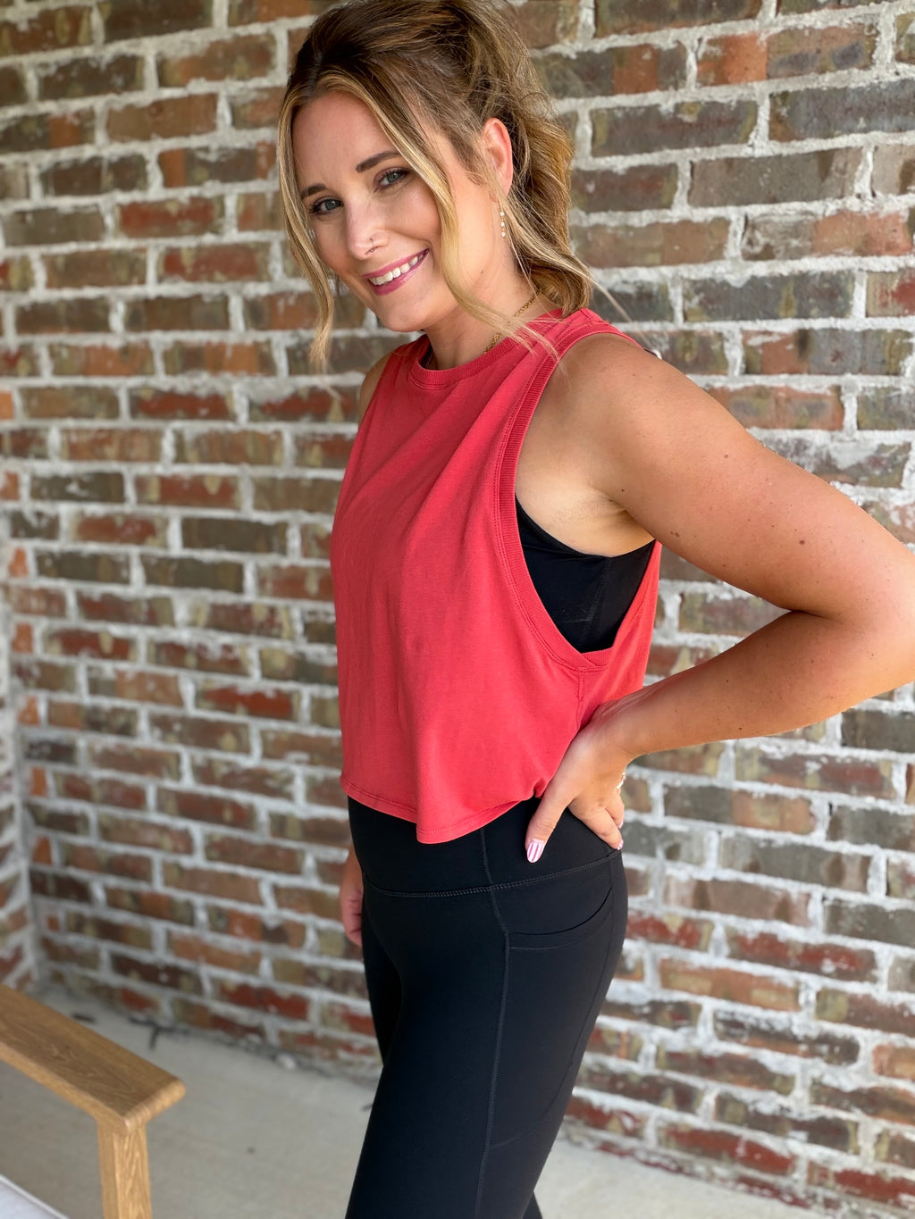 BLUSHED BRICK Relaxed Side-Knot Tank
