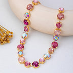Multi-Tone Pink and Purple Crystal Tennis Necklace