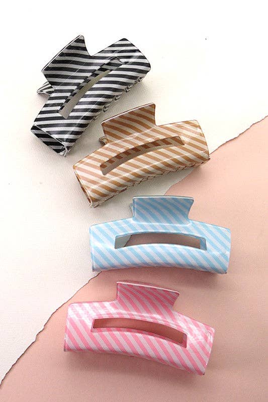 Stripe Hair Claw Clips