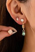 Mixed Clover Rhinestone Stud Drop Trio Earring Set