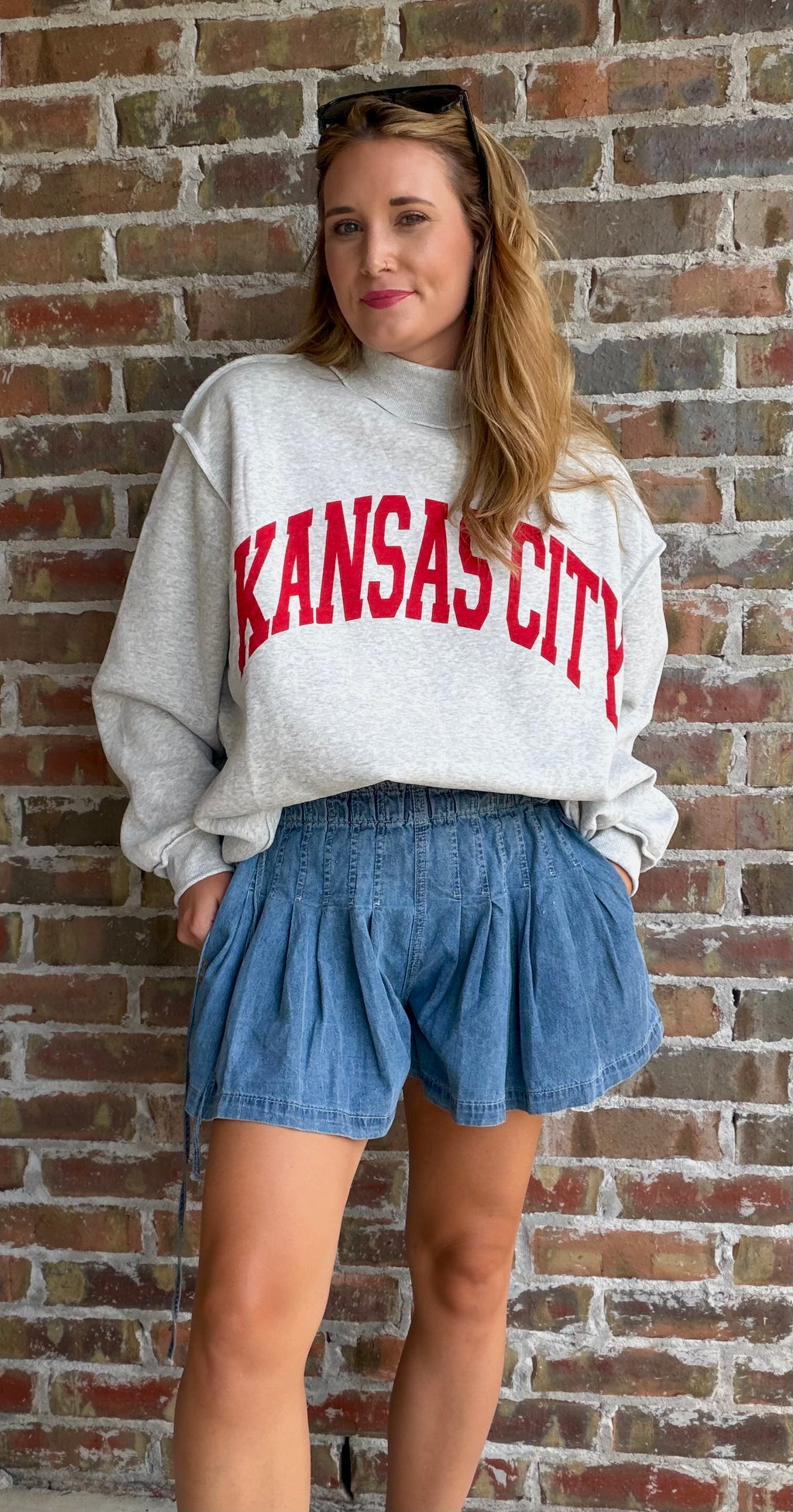 KANSAS CITY/KC reversible oversized mock neck!