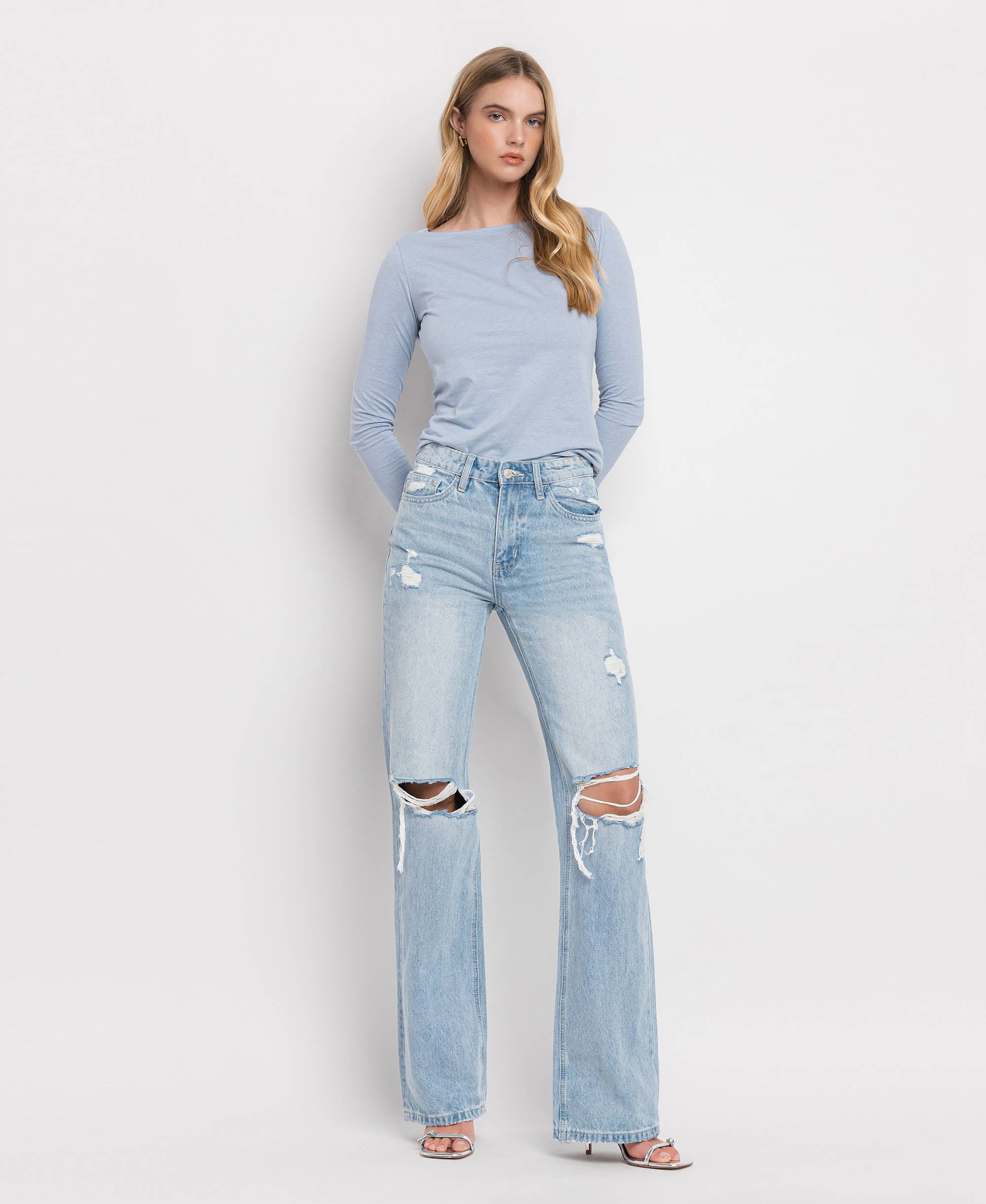 VERVET 90'S VINTAGE SUPER HIGH RISE FLARE JEANS