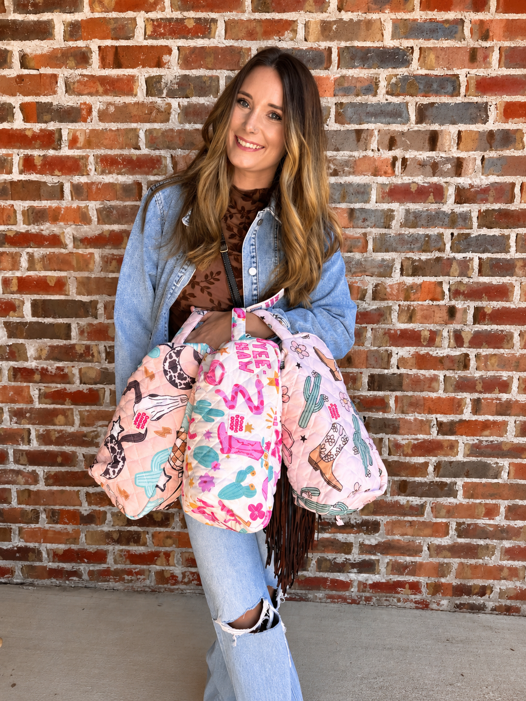 XL Western Fabric Toiletry Bag  Makeup Bag • Travel Pouch