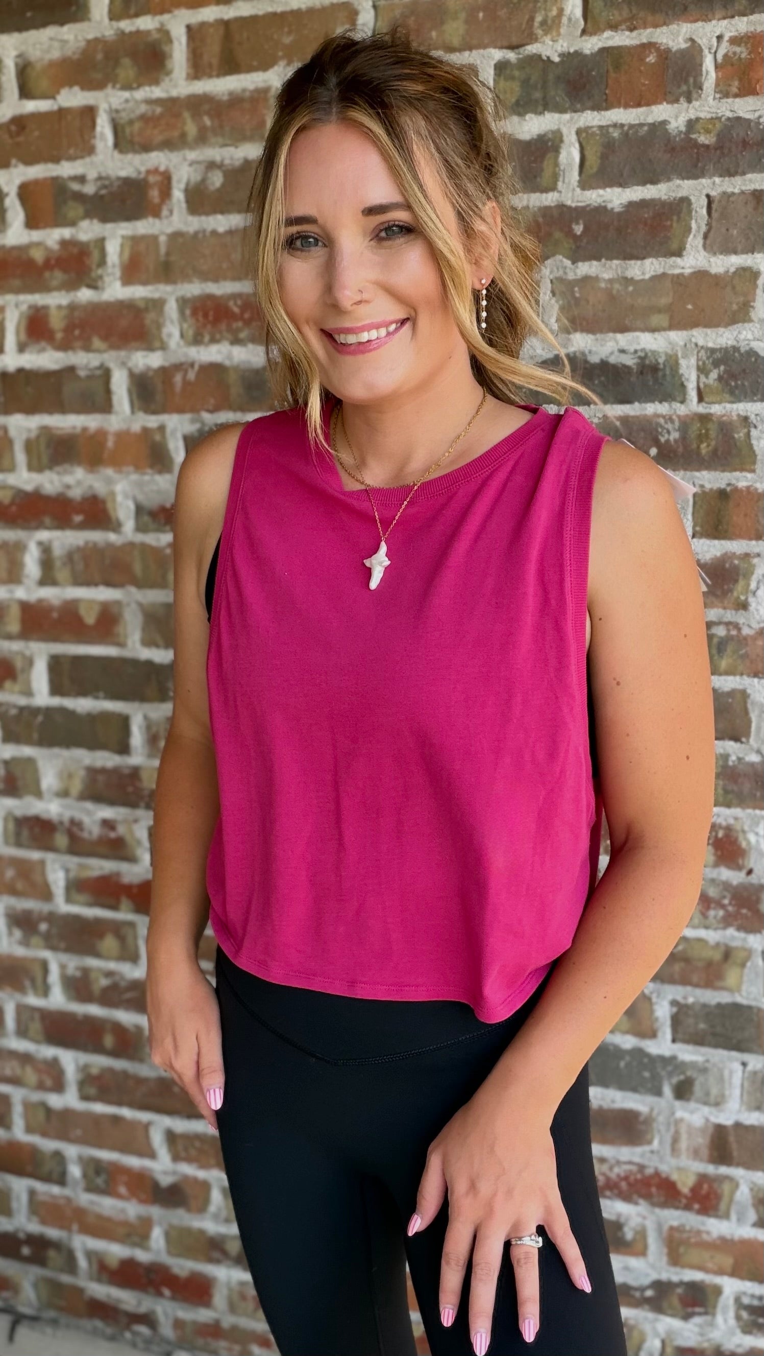 Plum Pink Relaxed Side-Knot Tank