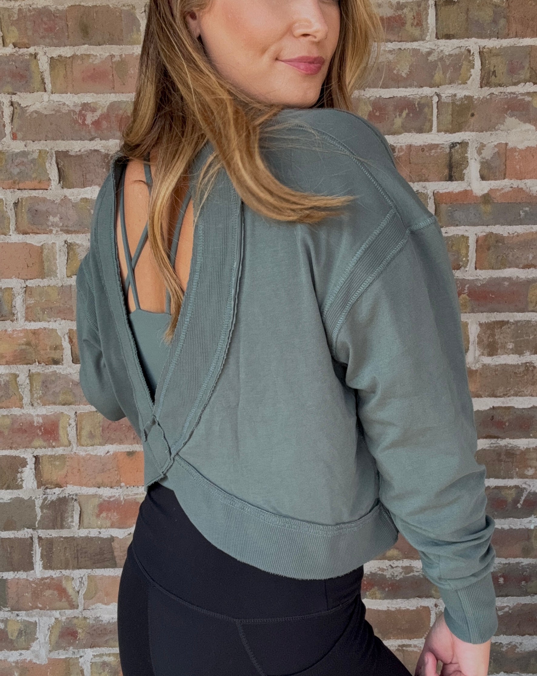 Eucalyptus Open Back Long Sleeve Tee