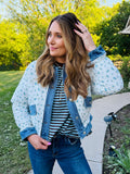 Floral Quilted Denim Trim Jacket