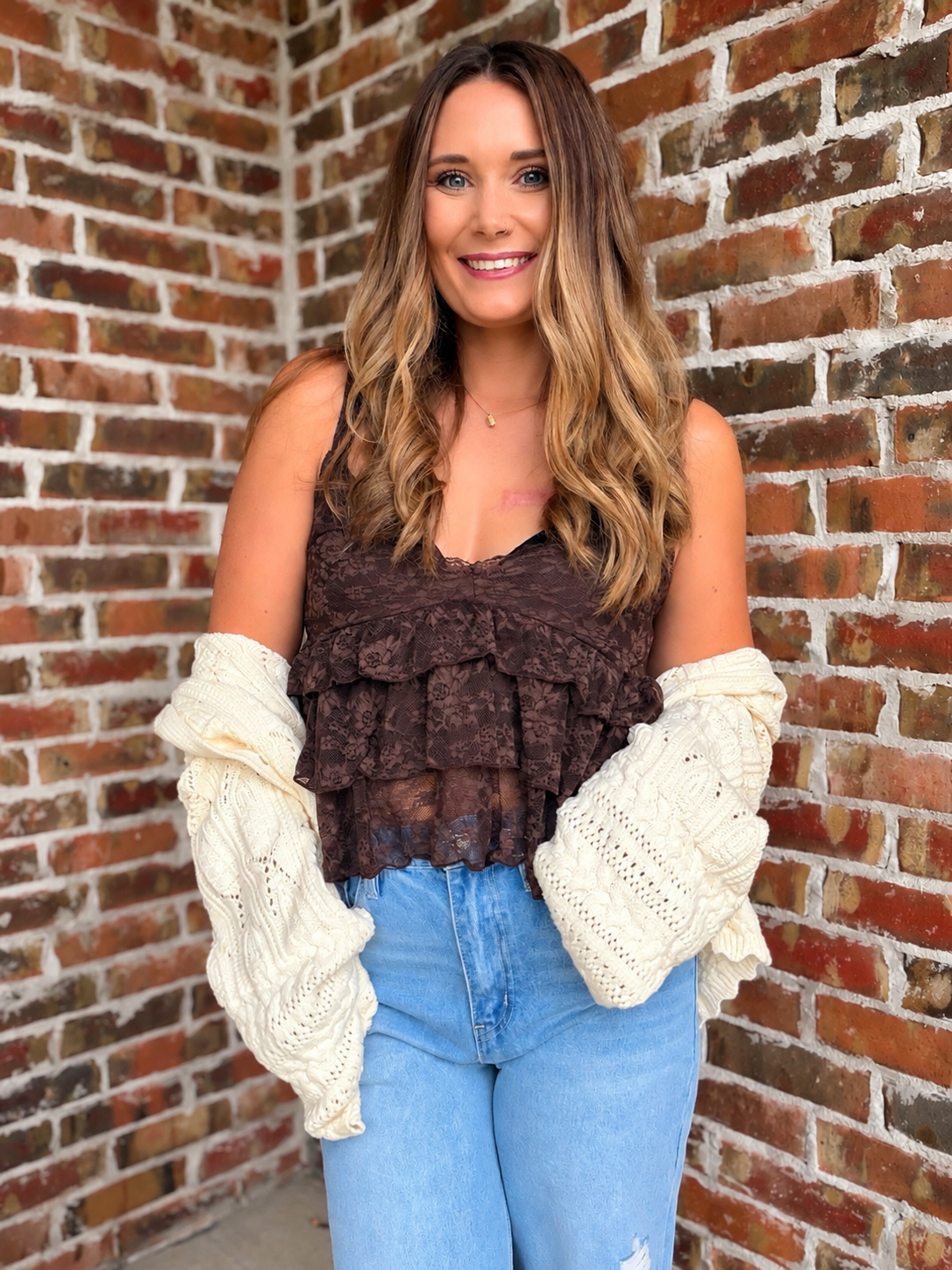 Mocha Romance Ruffle Tank