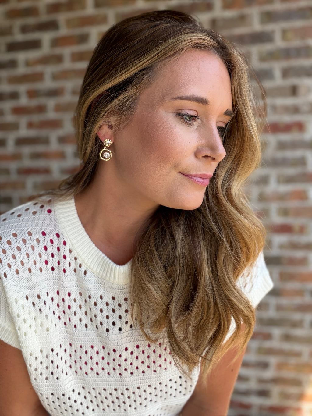 Organic Shape Crystal Earrings