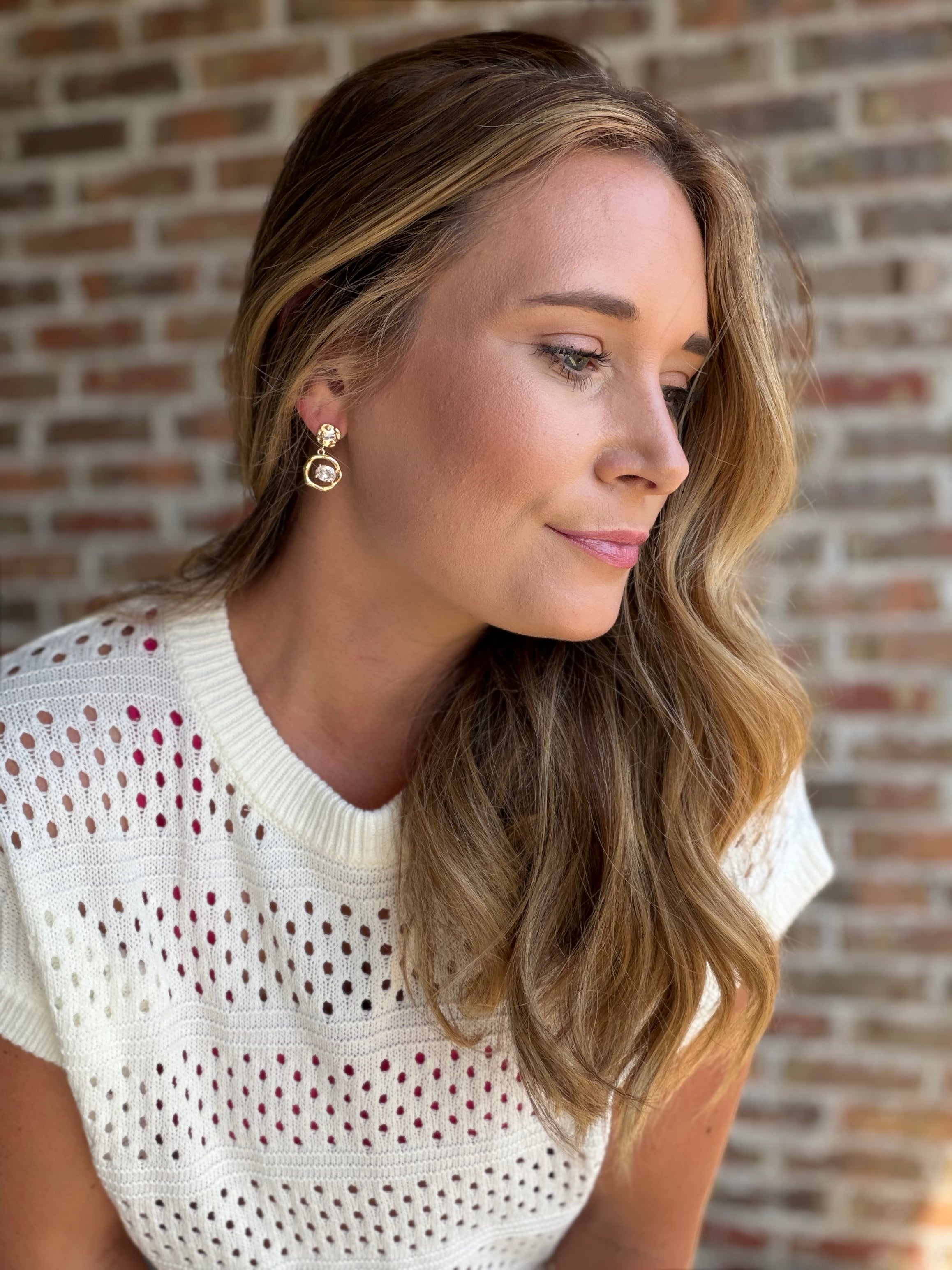 Organic Shape Crystal Earrings