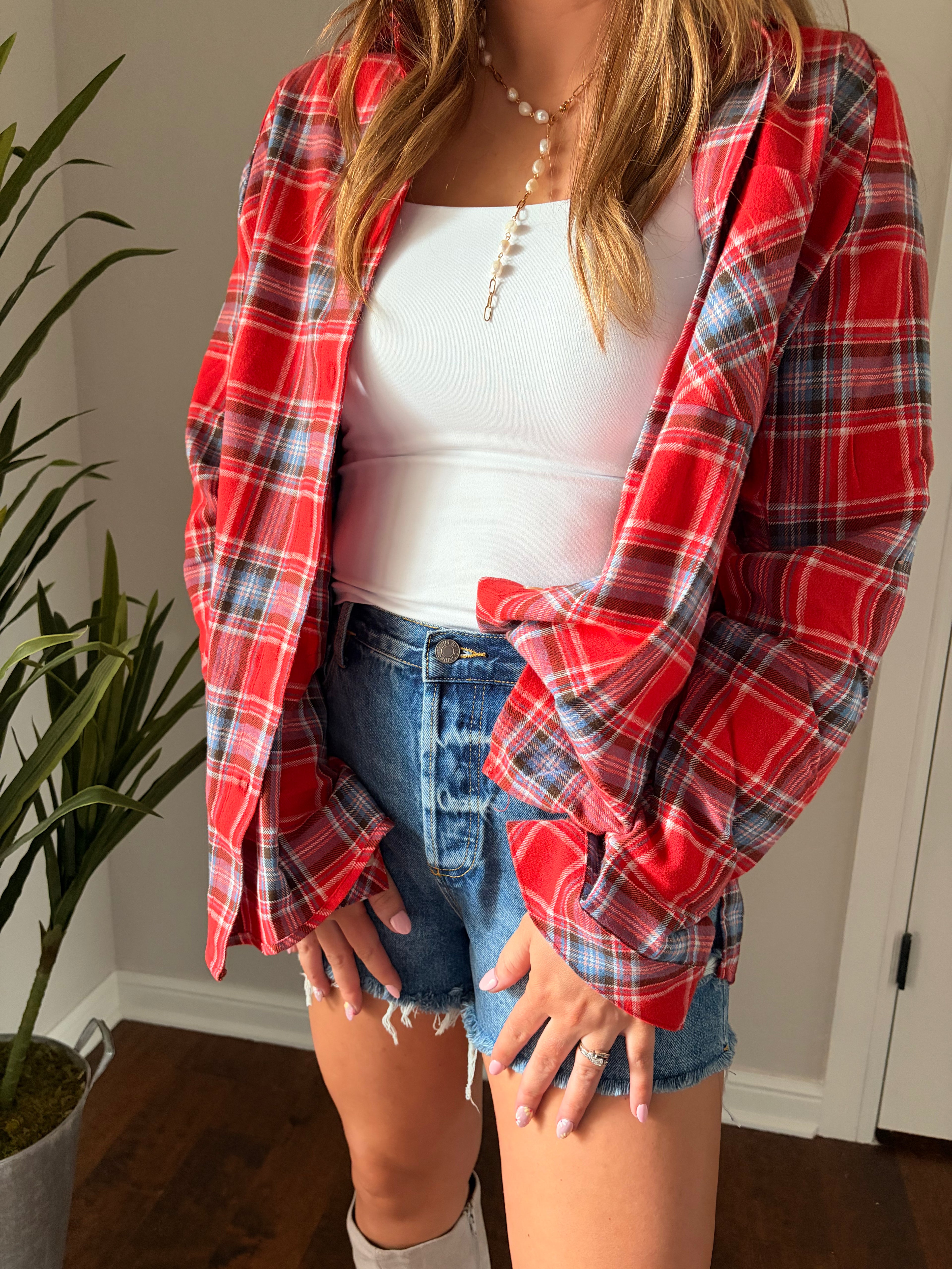 FINAL SALE! Oversized Plaid Button Down Shirt